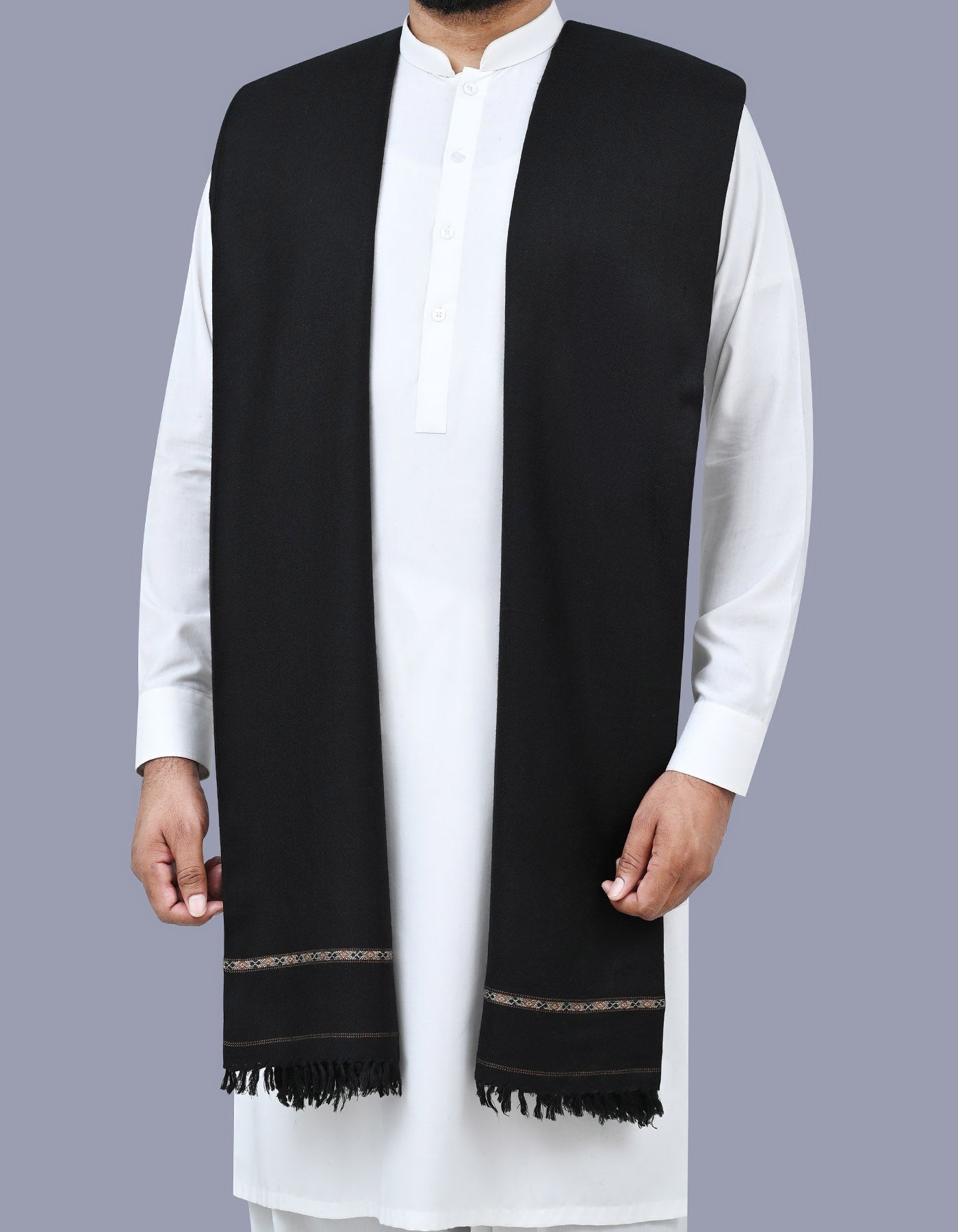 100% Premium Wool Black Shawl – Luxurious Warmth & Craftsmanship from Swat’s Islampur